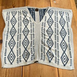 Overland Knit Blue and White Southwest Patterned Women's Top